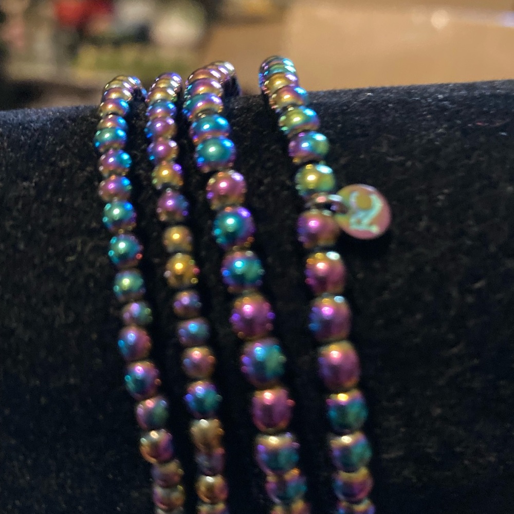 Rustic Cuff Rainbow Stretch Bead Bracelets - image 4